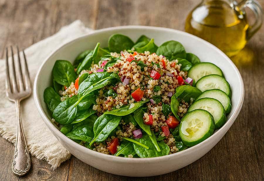 quinoa spinach salad recipe shot