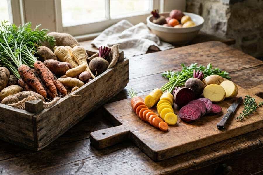 rustic harvest kitchen prep