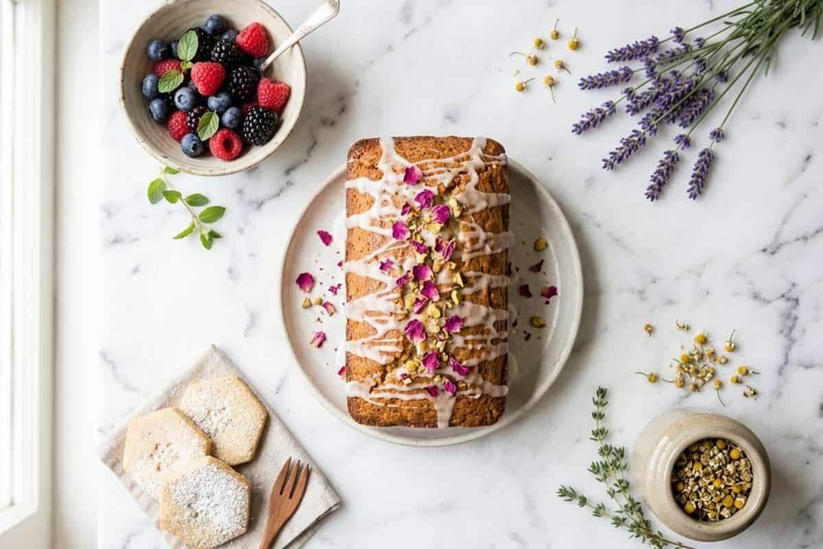 desserts with edible flowers feat