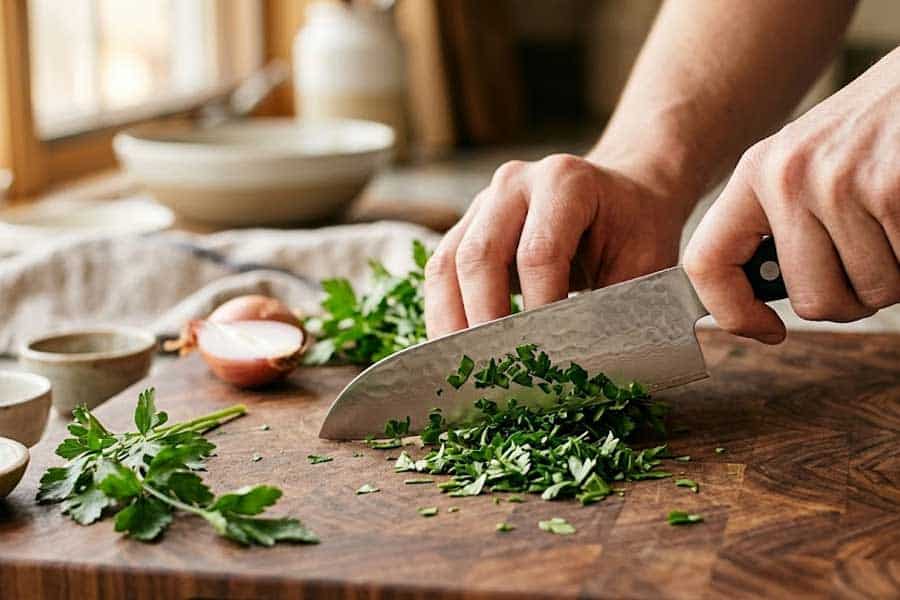 how to use a santoku knife chopping motion