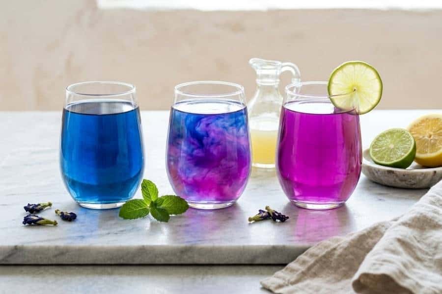 butterfly pea color change three glasses butterfly pea color change three glasses