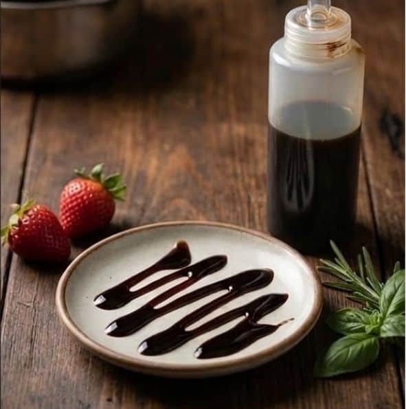 balsamic reduction simmering saucepan stovetop
