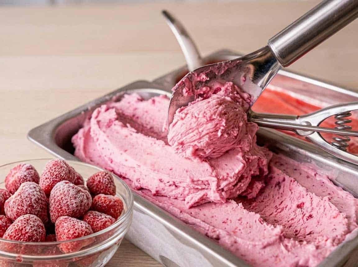 Greg Doucette strawberry protein ice cream prepared