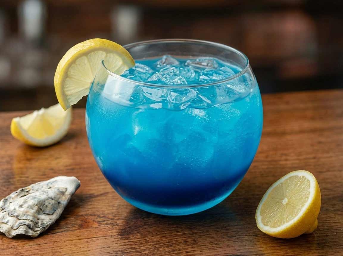blue shark bowl drink on counter