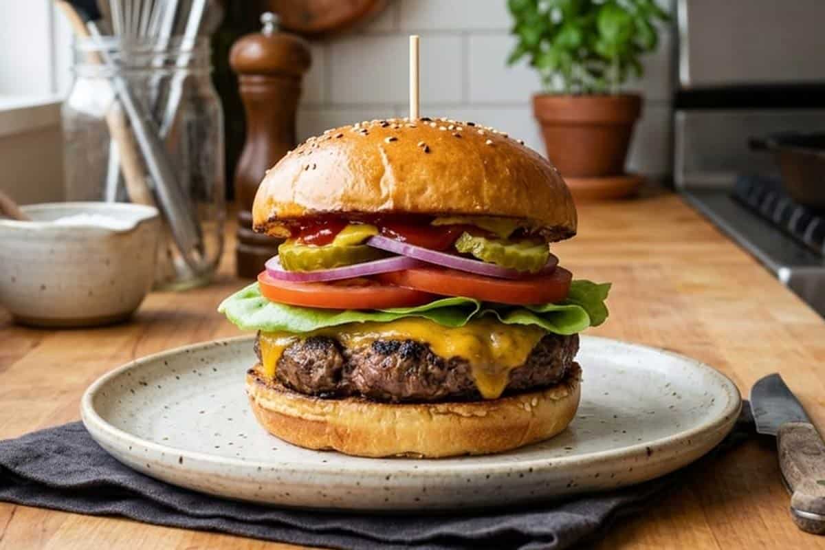 classic plumb hamburger prepared
