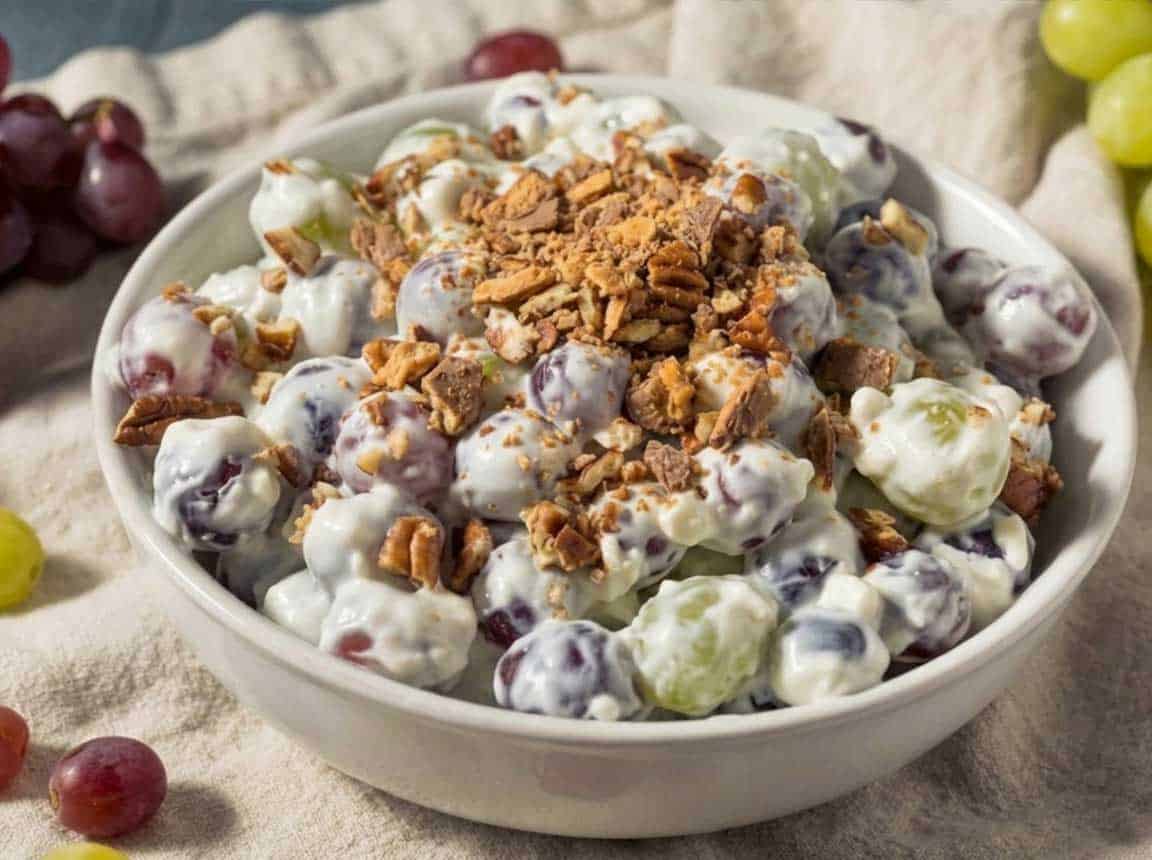 completed butterfinger pecan grapes dish