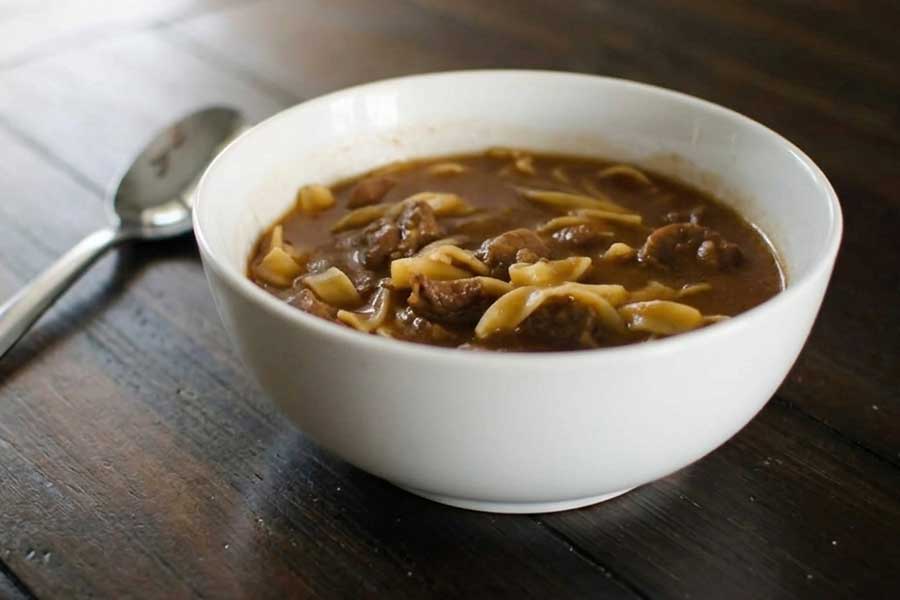 cb beef noodle soup in bowl
