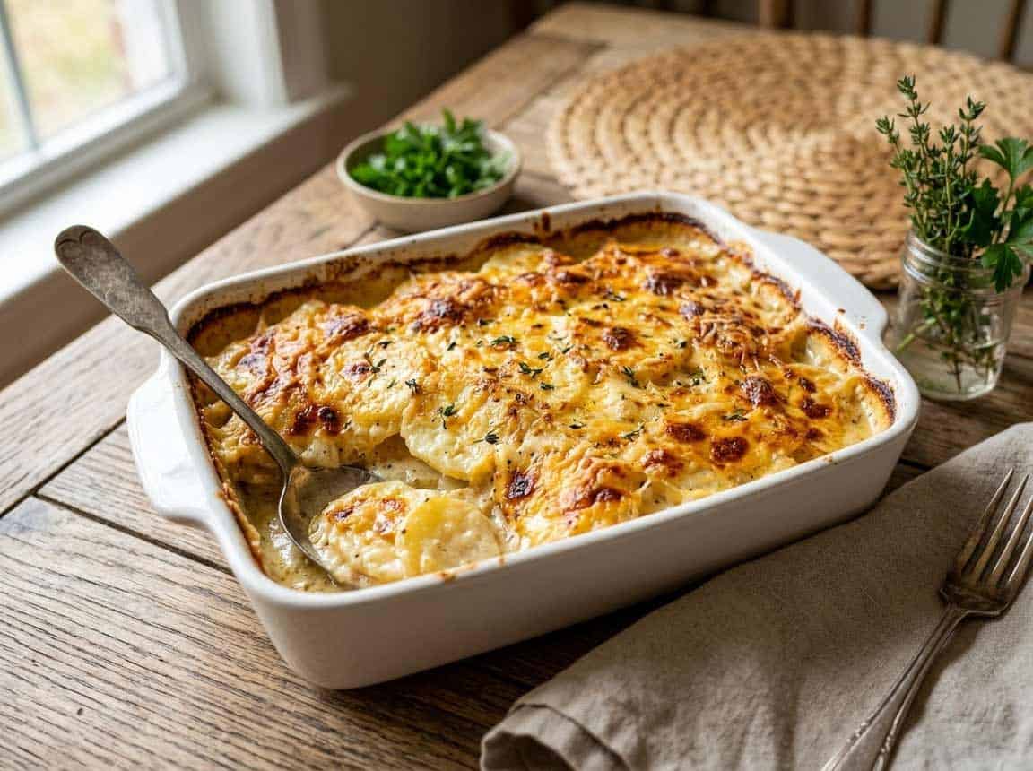 ruths chris au gratin potatoes sitting on my table